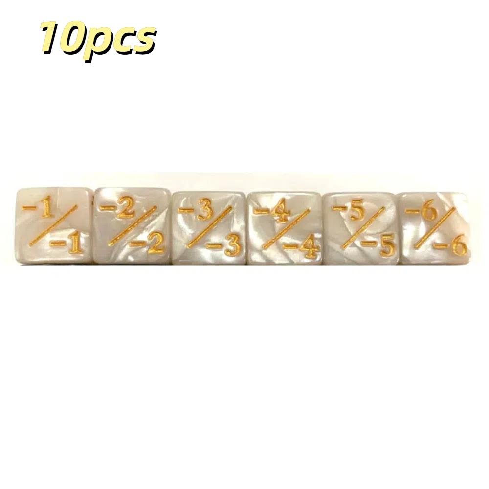 10pcs/set Six Sided Polyhedral Dices Acrylic Material +1/+1 Dice Counting Dices Multifunction Cubes Shape Game Dices
