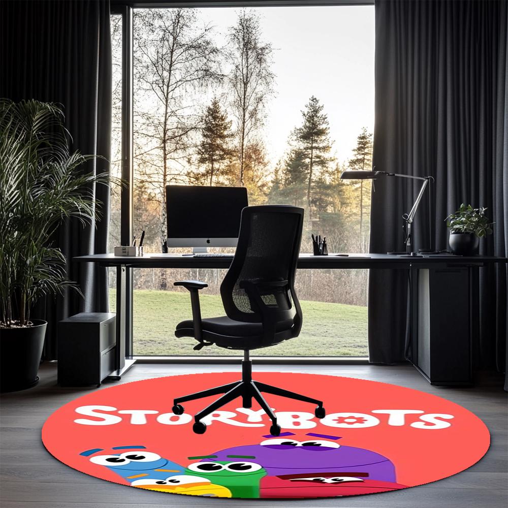 StoryBots Printed Round Rug Carpet Chair Rug Area Rug Entryway Doormats,for Office Chair Living Room Bedroom Kitchen Room.