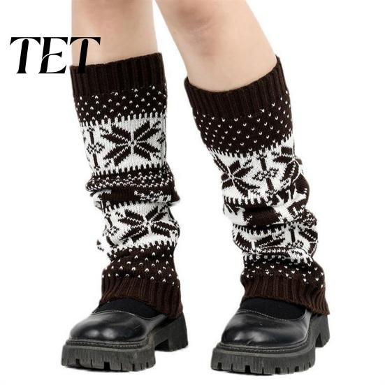 Cozy Acrylic Knit Leg Warmers Christmas Knitted for Women, Soft Ribbed Boot Socks with Fashionable Winter Accessories Snowflake And Deer Patterns,