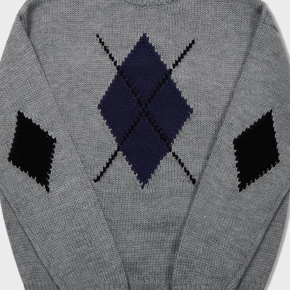 AMFEAST Chunky Funky Argyle Sweater Grey