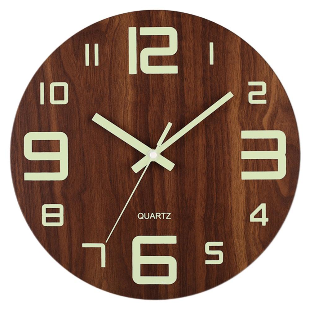Wood Grain Luminous Wall Clock Fashion Quartz Wall Clock Silent Digital Clock  Wall Decor