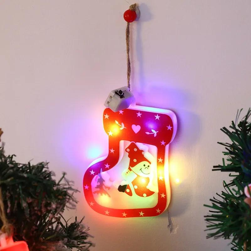 Christmas Tree Light String Window Lamp Hanging Ornament Santa Claus Decoration Lights Star Snowman Indoor Lights Tree Decor