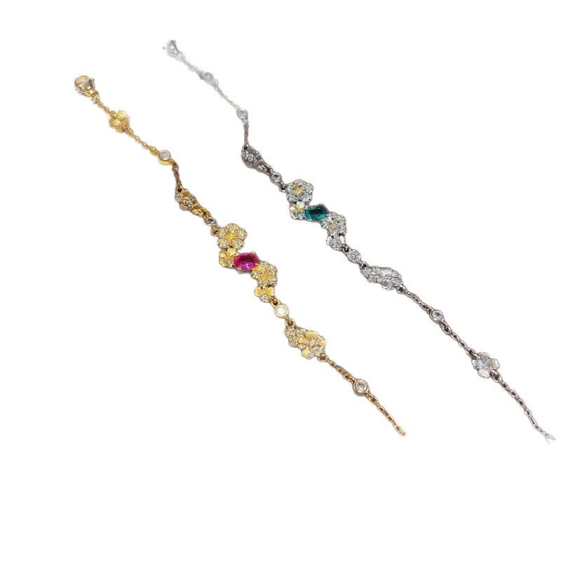 Vintage Brushed Cherry Blossom Paraiba Bracelet Niche Light Luxury Exquisite High-End Jewelry
