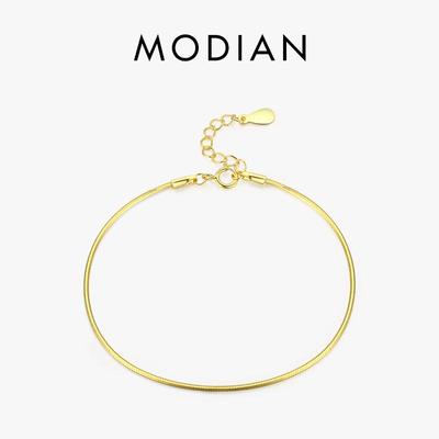 Modian 925 Sterling Silver Simple Charm Snake Chain Bracelet Trendy Gold Color Bracelets For Women Party Fine Jewelry Gift