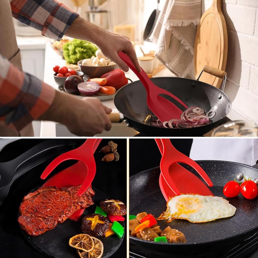 Egg Flipper Spatula Tongs 2 In 1 Grip and Flip Spatula Tong Flipper Spatula For Bread Fish Pancake Toast Kitchen Tools