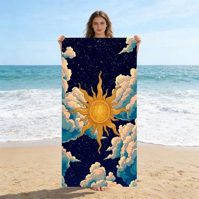 1pc The Sun Beach Towel Retro Design Large Quick-drying Towel Suitable for Beach Yoga Pool Gym Towel Summer Gift for Friends