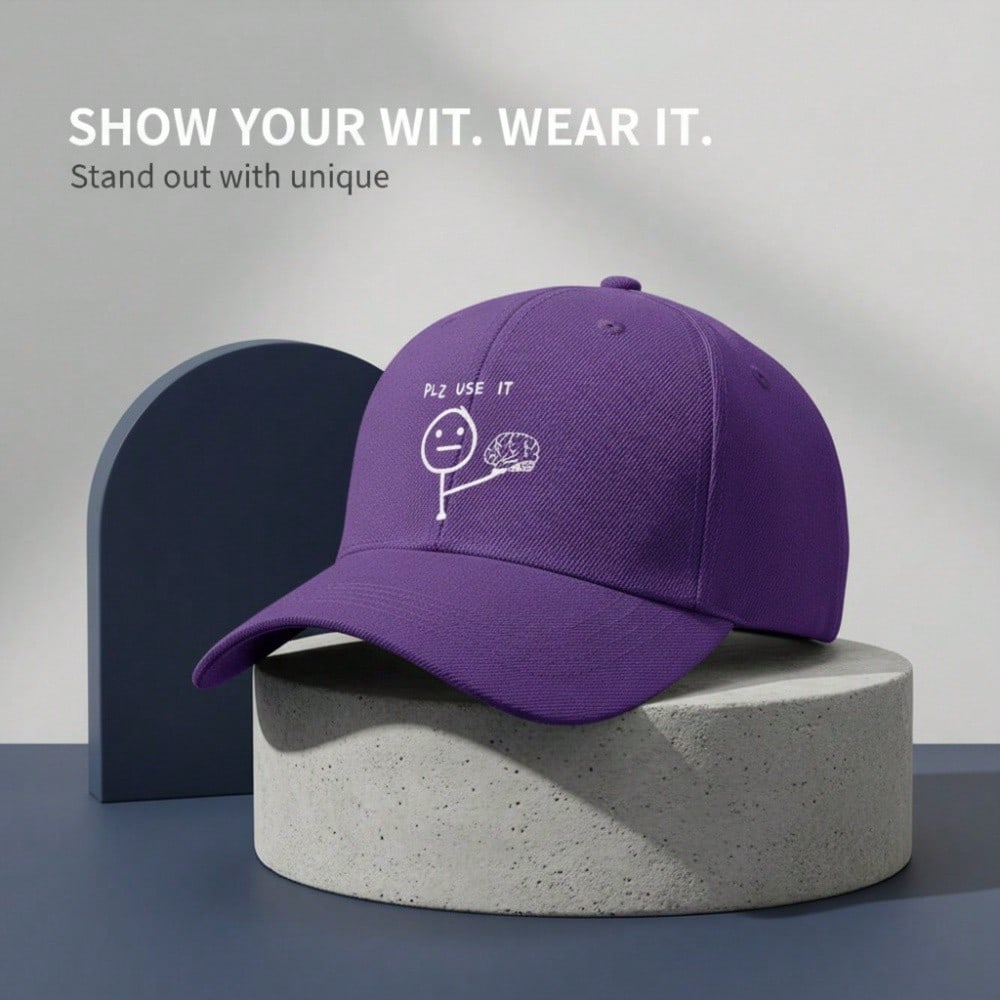 [Humorous Baseball Cap] Funny Letter "PLZ USE IT" Print Polyester Adjustable Breathable Casual Outdoor Sports Baseball Hat For Men Women