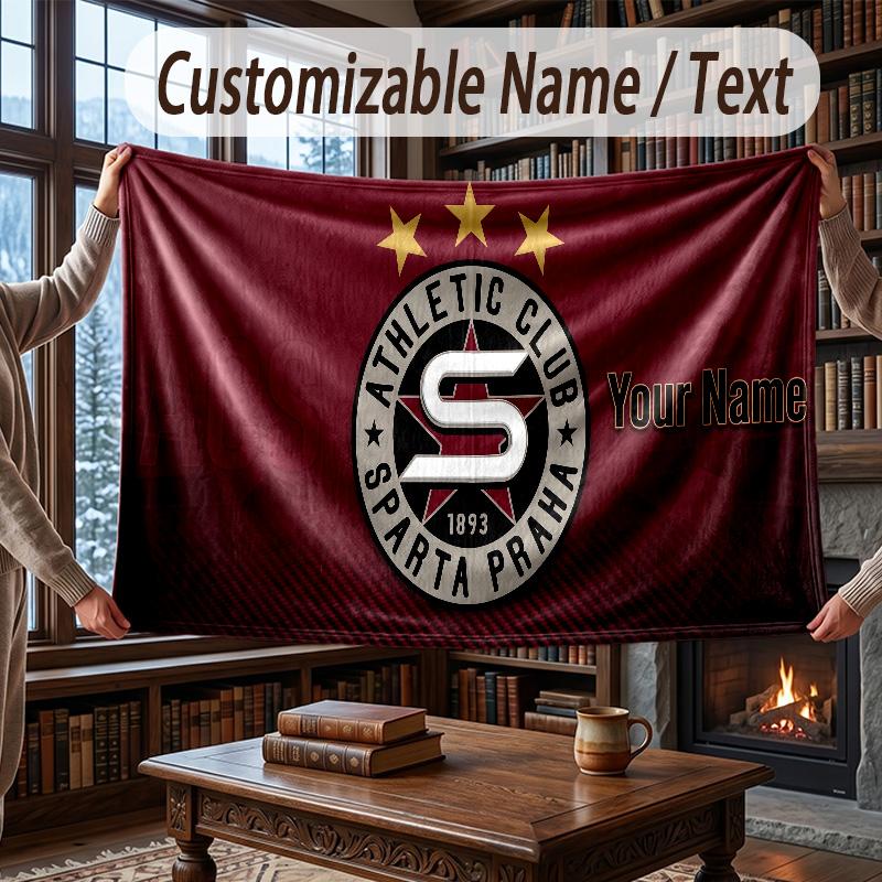 Custom Name Flannel Throw Blanket Sparta Prague Pattern Warm Home Decoration
