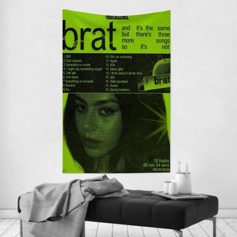 Brat Muziekalbum CCharli Singer Xcx Wandkleed Kamerdecoratie Wandkleed Feest Hangende Achtergrond Kamerdecoratie Babykamer