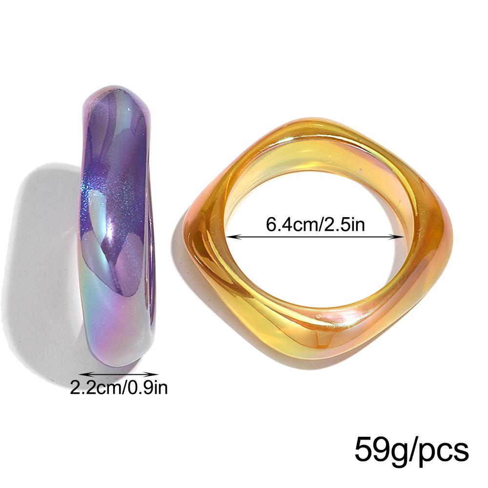 New AB Colorful Irregular Square Resin Wide Bangle for Women Statement Acrylic Geometric Bracelets Valentine's Day Jewelry Gifts