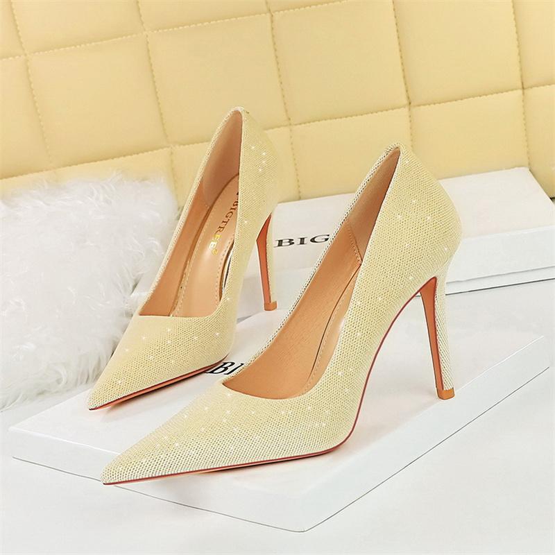 

Мода Универсальный Стиль Мода Женские Блестящие Вечерние Туфли Лодочки Тонкий Супер Высокий Каблук Мелкий Вырез Острый Носок Вельвет Свадебные Одинарные Туфли 36