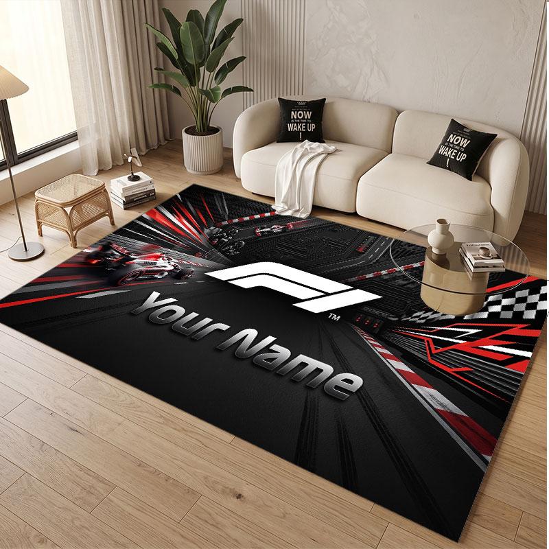 Custom Rug F1 Pattern Print Name Text Soft Non‑Slip Floor Carpet for Home Indoor Decoration