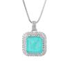 Micro-set Diamond Simulation Emerald Paraiba Square Stud Earrings Pendant Women's Jewelry Ring