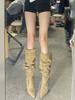 Women's boots for autumn and winter 2025 new French black knee high boots with pointed temperament and super high heels