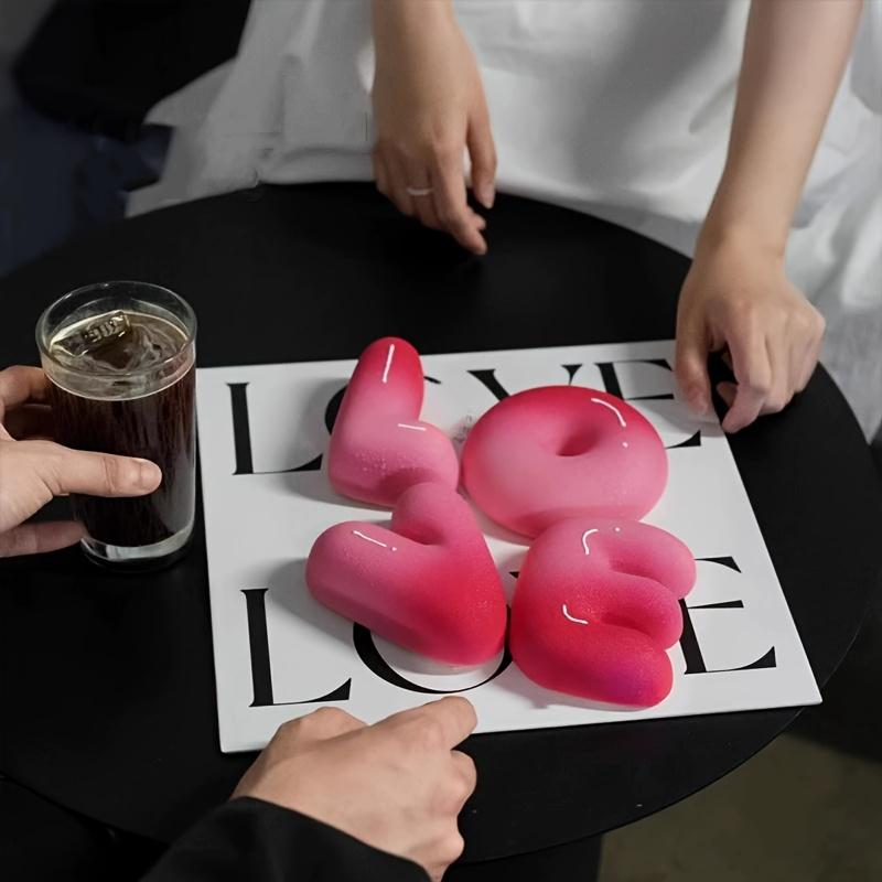 4pcs LOVE Silicone French Mousse Cake Mold Set for Valentine's Day and Chinese Valentine's Day Dessert Baking