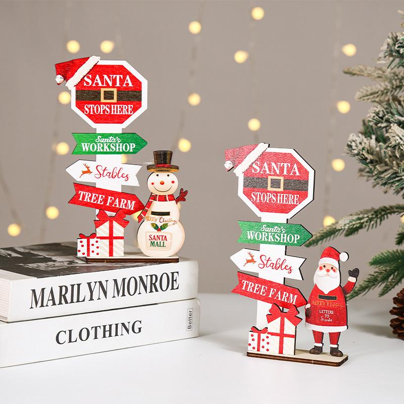 Wooden Xmas Ornaments Santa Claus Snowman Christmas Home Decoration Year Desktop Decor Navidad