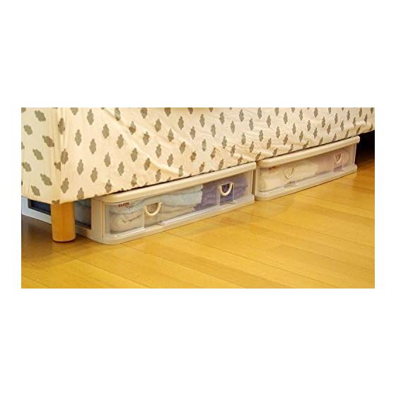 Sanko Plastic Clothes Storage Thin Wide Elpis Width 61 X Depth 40.3 X Height 13.4cm Soft Beige