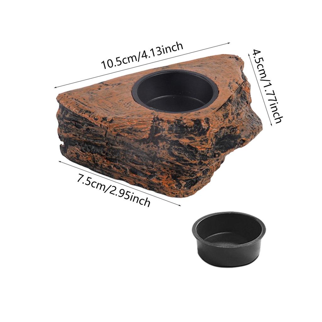 Reptile Feeding Tray, Faux Rock, Versatile Food and Water Bowl, Ledge for Gecko,
