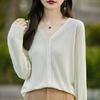 Women S V Neck Long Sleeve Loose Knit Cardigan Sun Protection Coat