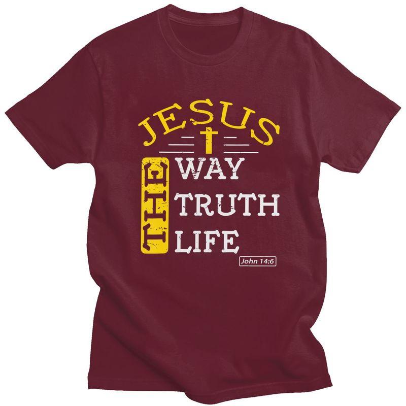 Custom Male Jesus The Way Truth Life T Shirts Short Sleeves Cotton Tshirts Streetwear Tshirt Casual Tees Loose Fit Clothes