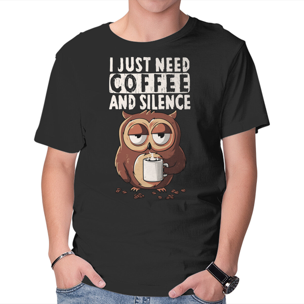 Unisex Crew Neck T-Shirt Coffee And Silence Graphic Short Sleeve Casual Tee XXL