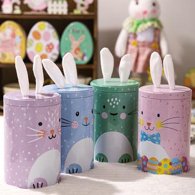 New Easter Candy Canister Sweets Airtight Box With Bunny Ears Lid Table Centerpieces Decoration Food Storage Jar For Chocolate