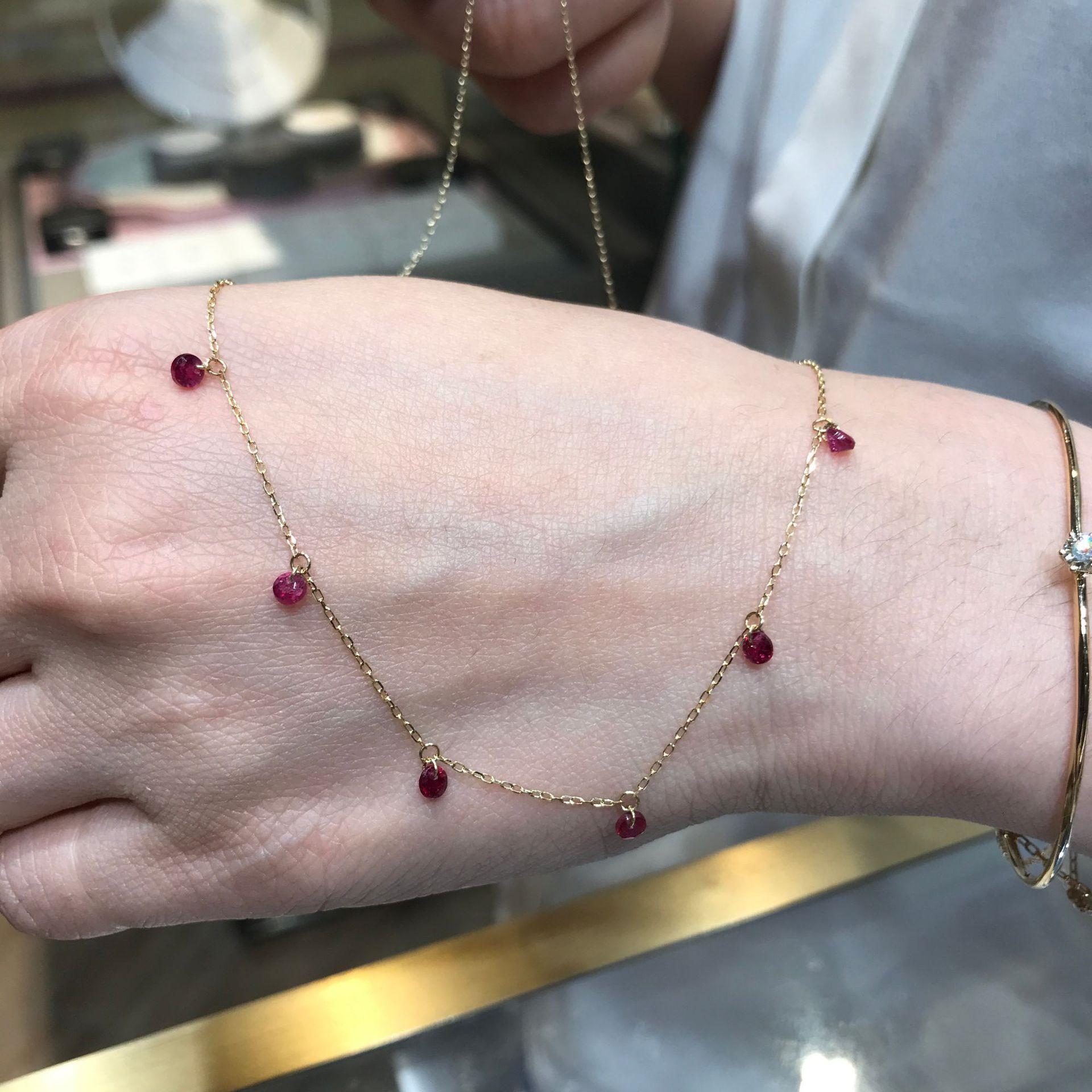 18K Gold-Plated Sterling Silver Necklace with Round Red Corundum Starburst Design 18K Gold