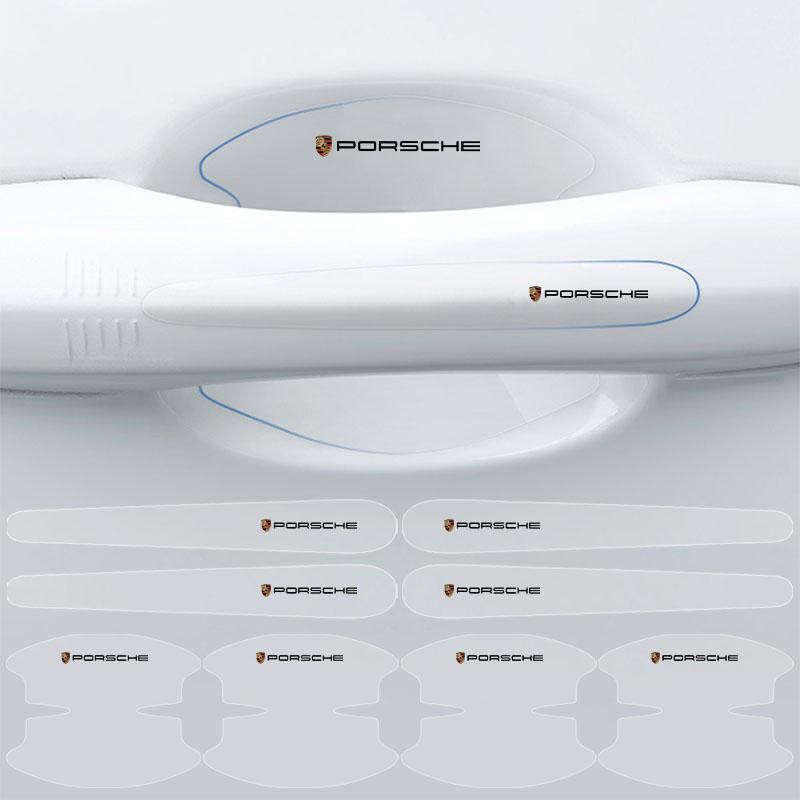 8 st Genomskinliga Skyddsklistmärken för Dörrhandtagsskål mot Repor för Porsche 911 918Spyder 928 944 968 Boxster Cayenne Macan Panamera