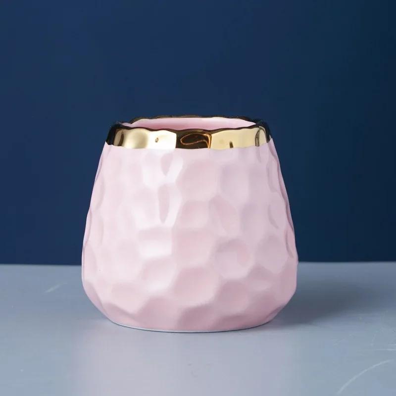 Creative Ceramic Storage Jar Concave Stria Gold Edge Malleolar Stria Dried Fruit Nut Bean Raisin Storage Jar Golden Tableware