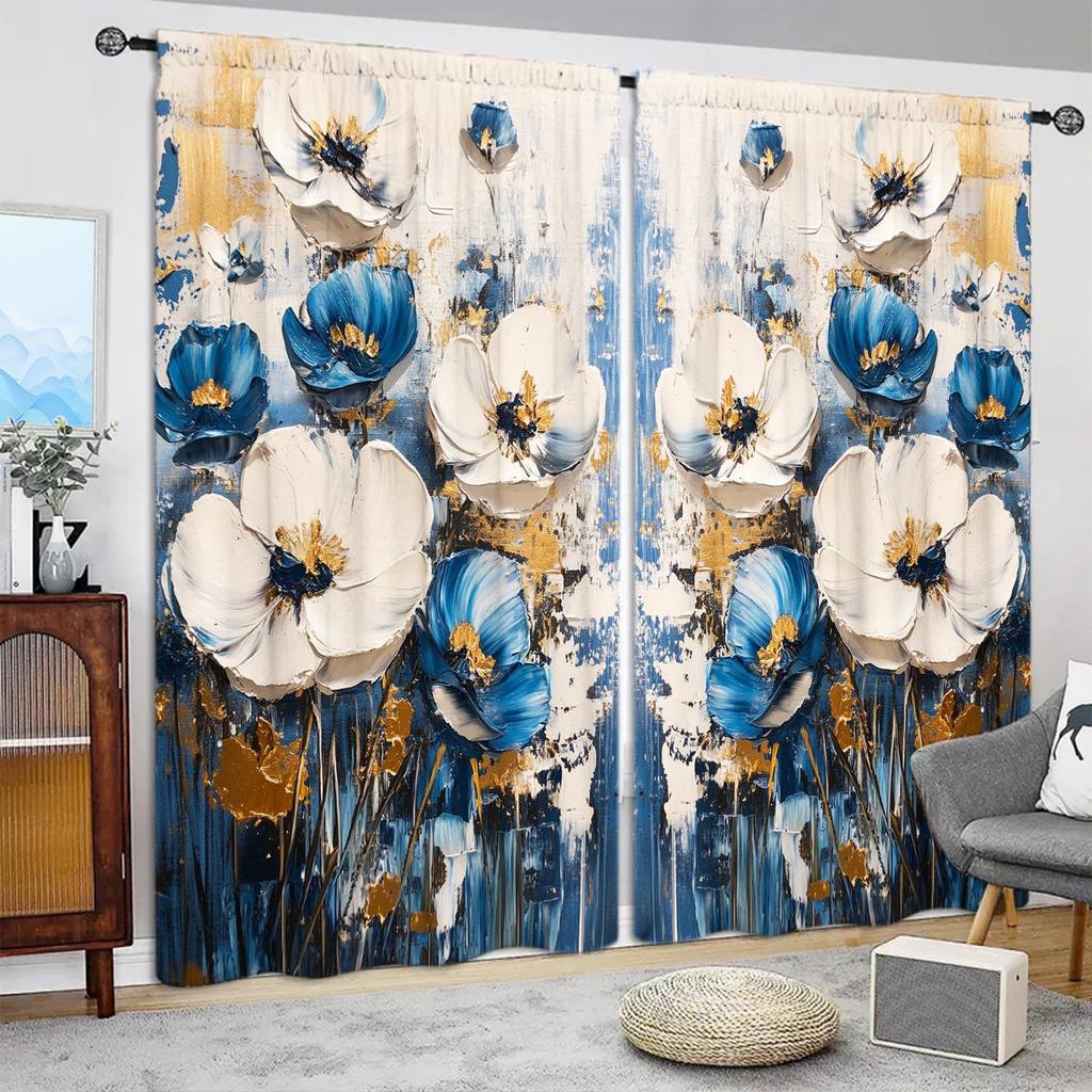 2 Panels Abstract Floral Decorative Oil Curtains   Versatile Design Suitable for Any Style   Creating a Peaceful Living Space