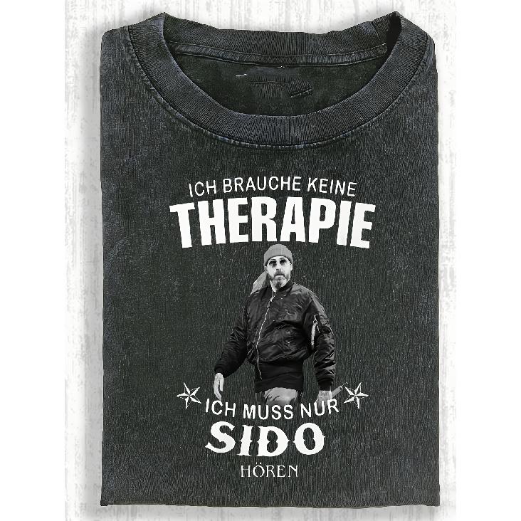 Vintage 230G Schweres Gewaschenes T-Shirt 2026 NEU S Ido Therapie2 Shirts Harajuku Lustige Grafik Gewaschene T-Shirts für Rundhalsausschnitt Leichte Dehnbarkeit Stoff 2XL schwarz