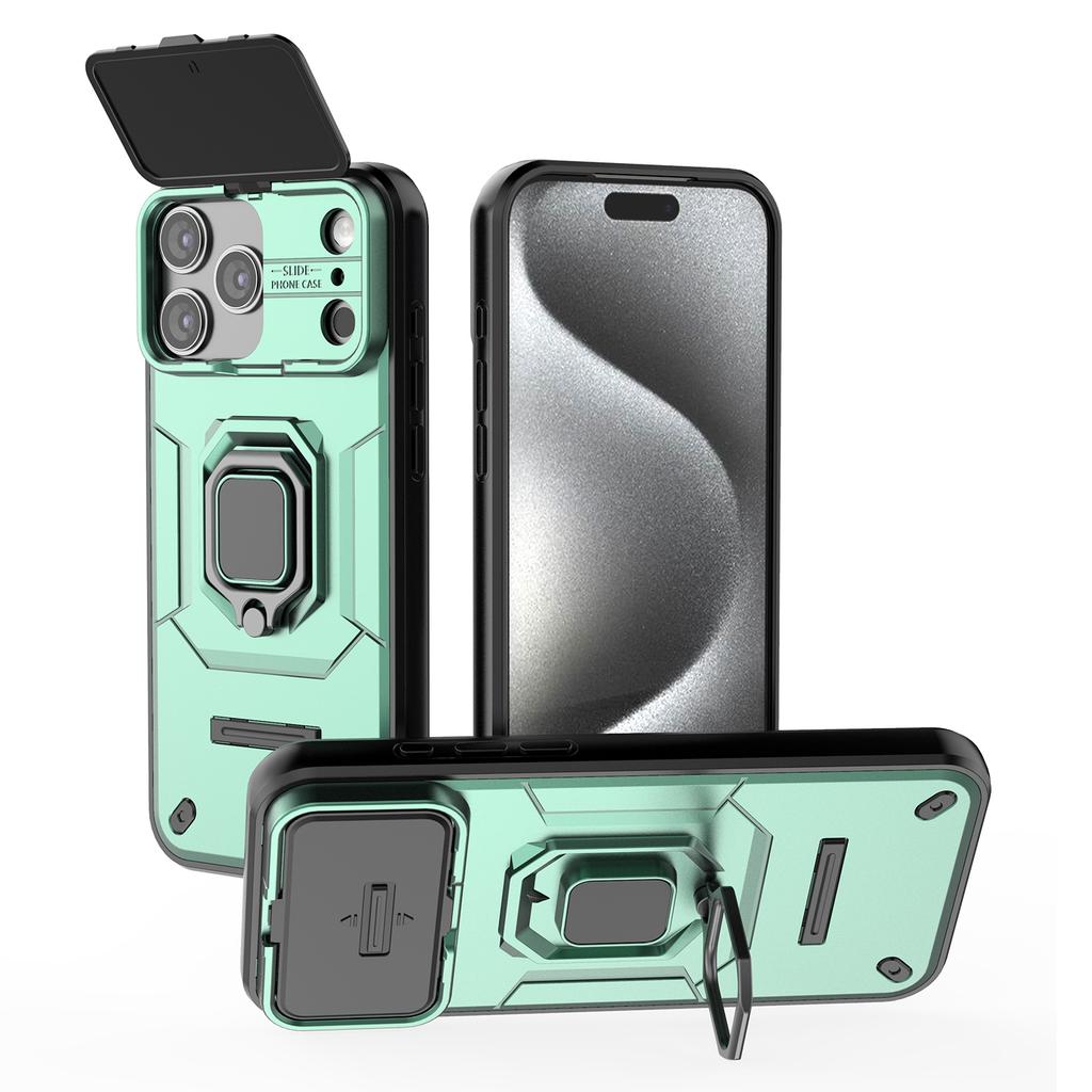 For iPhone 17 Pro Max Case PC+TPU Kickstand Phone Protector with Lens Cover