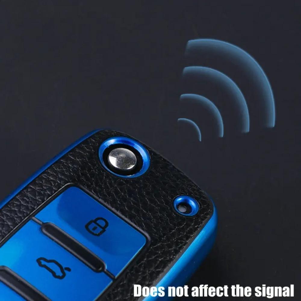 Capa de Chave de Carro em Couro TPU Bolsa Protetora de Cobertura Total para Chave de Carro para VW Volkswagen Polo Tiguan Passat Golf Jetta Lavida Skoda Octavia