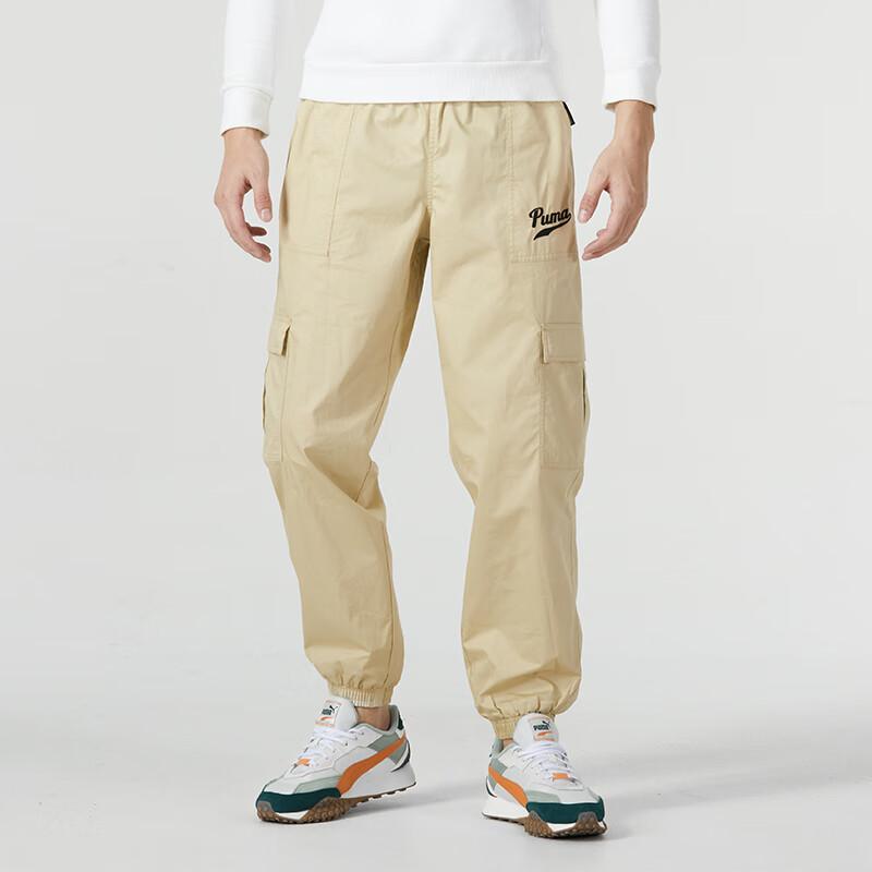 Puma Letter Print Cuffed Casual Pants Men Bottoms Khaki 538357-11