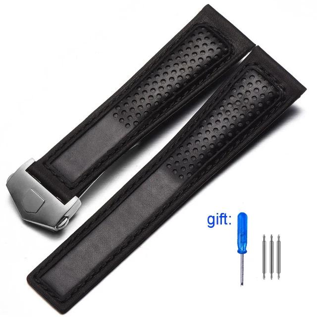Genuine Leather Watch Band For Tag Heuer Carrera diving Monaco F1 Series Breathable Watch straps 22mm Men's Watch chain