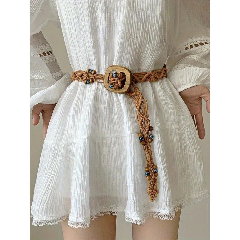 

Waist Bohemian Fashionable Accessories For Women Featuring Versatile Wax Rope Design For Everyday Use Small Pearl Khaki
