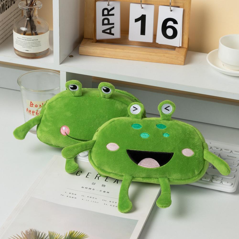 Mouth Frog Plush Pen Bag Ins Cute Large Capacity Stationery Student Desktop Storage Bag pencil pouch Storage bag