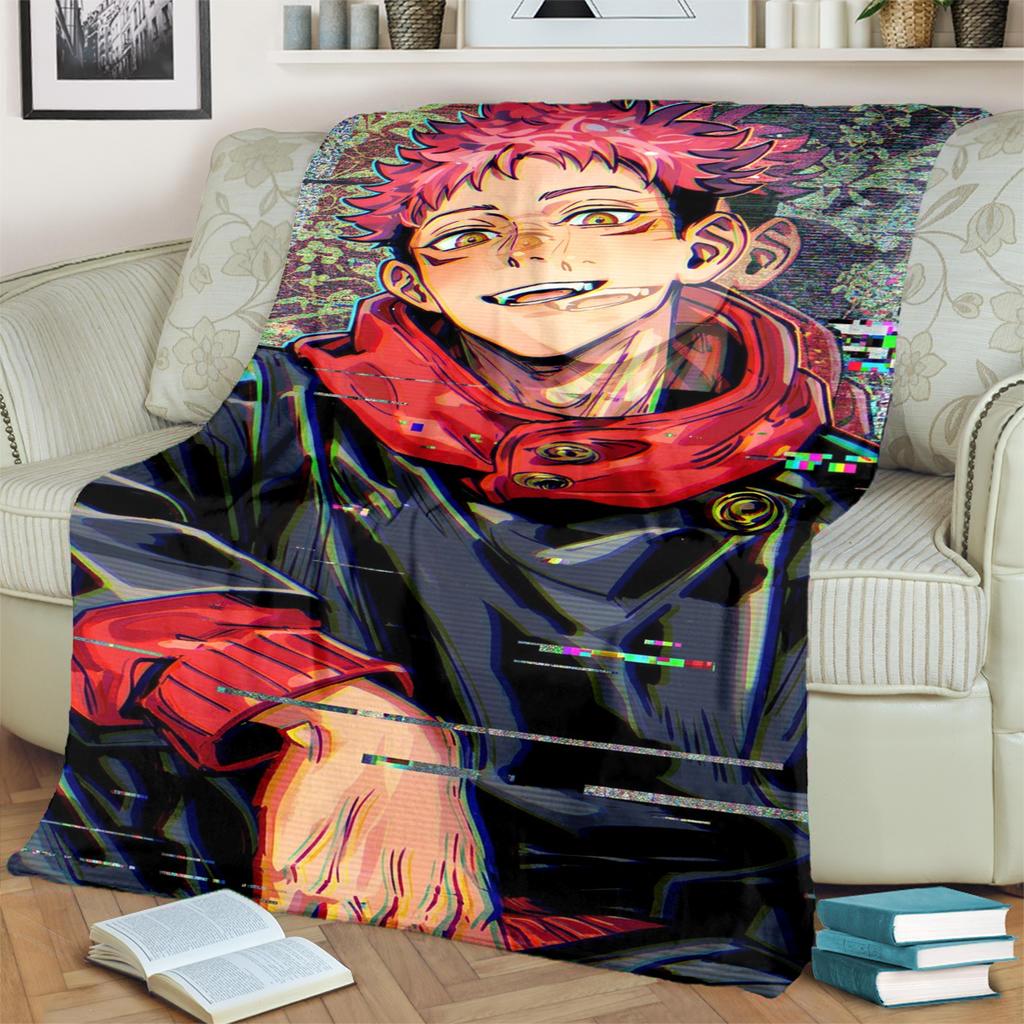 Jujutsu Kaisen Warm Flannel Blanket Print for Bedrooms, Sofas, Beds, Chairs, Picnics, Travel Use