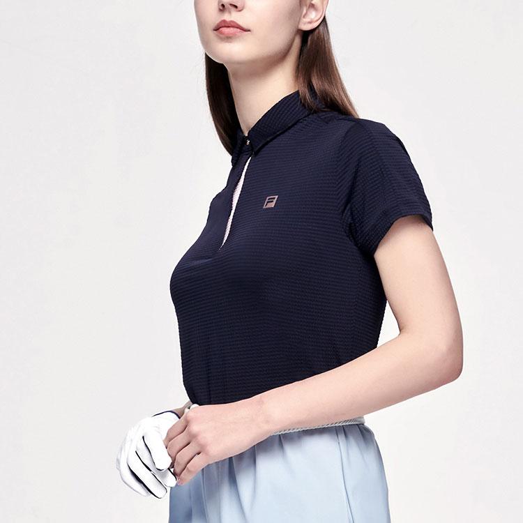FILA Solid Color Golf Polo Shirt Women tops Legendary-Blue A11W125156F-NV