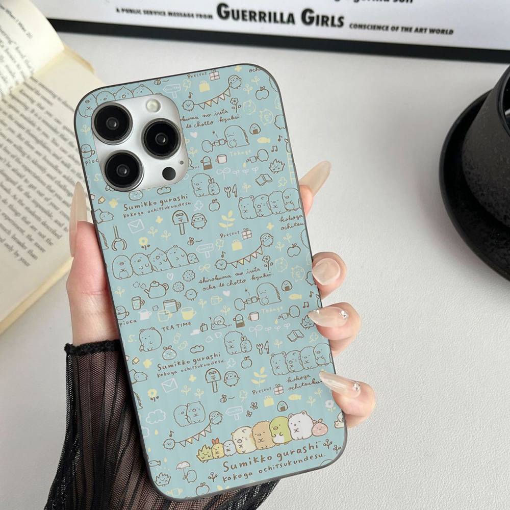 Cartoon S-sumikko Gurashi For IPhone 17 16 15 11 12 13 14 Pro Max Plus Pro Corrugated Translucent Back Phone Cover