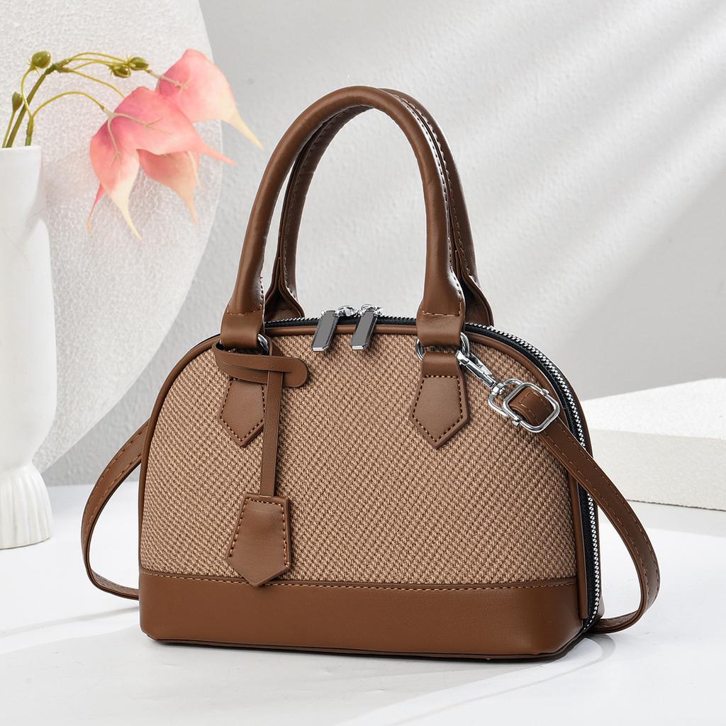 New High Appearance Level Patchwork Macaron Handbag Canvas Texture Simple Fashion Shoulder Bag All-match Women's Bag
