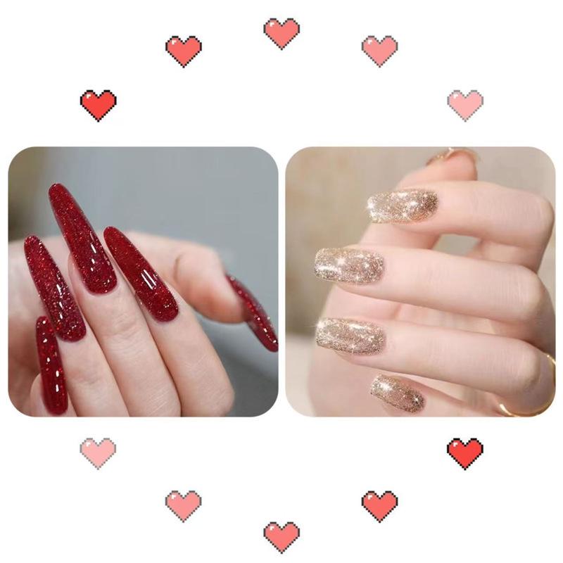 Wine Red Glitter Peel-Off Nail Polish - Long-Lasting Shiny Crystal Burst, 2026 New Internet Celebrity Favorite