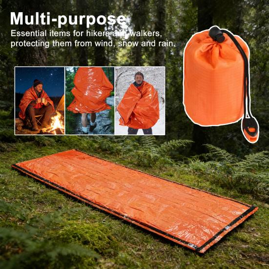 Emergency Sleeping Bag Waterproof Portable Thermal Blanket Lightweight Outdoor Camping Backpacking Hiking Adults Bivvy Sack with