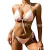 Split Bikini Swimsuit Female Style Hanging Neck Strap Tight Back Solid Color Women's