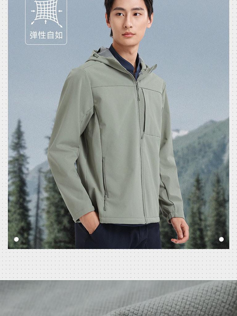 Langdeng Men's Autumn and Winter Three Proof Easy to Care for Plus Velvet Warm Hooded Fashionable Jacket