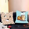 Cartoon Coffee Pillow Case Removable Washable Cushion Cover – All-Season Soft Linen