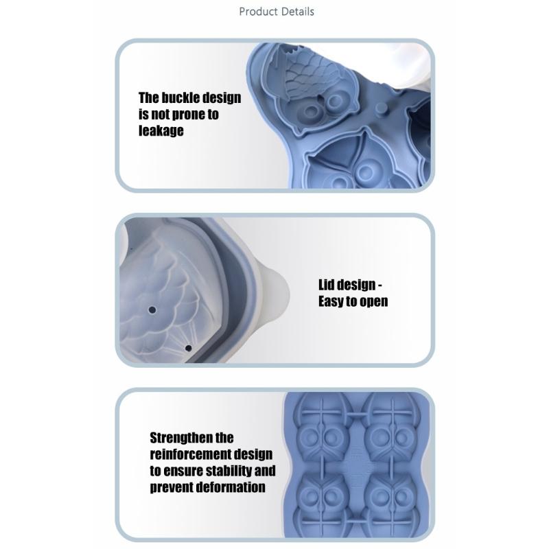 4 Cavities Owl Silicone Molds Multipurpose Animal Ice Maker Molds for Making Chocolate Jelly Candy Cake Freezing Drinks