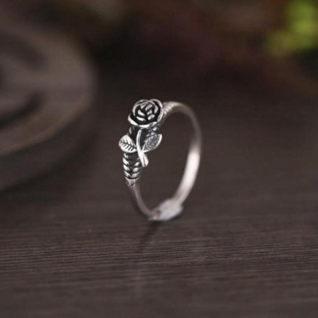 1pc Vintage Style Vintage Floral Ring, Three-dimensional Rose Classical Exquisite Ring, Charming and Elegant Index Finger Ring
