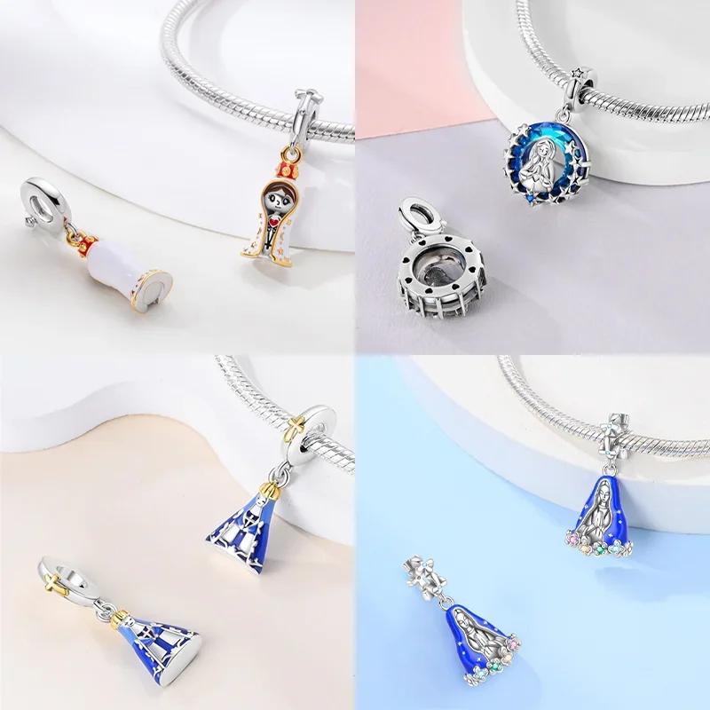 Copper Virgin Mary Pendant Charm Cross Religious Bead Series Beads For Original Bracelet Diy Fine Jewelry Gift For Women