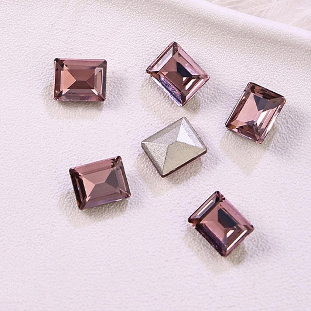 10 Pieces Pink Shiny Rhinestones Nail Art Decorations Mixed Shapes Including Hearts Squares Butterflies Drops for DIY Nail Design Home Salon Party